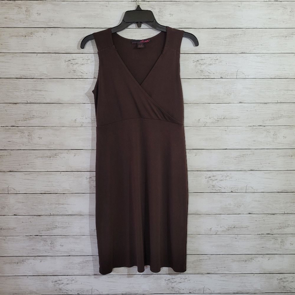 Willi Smith Faux Wrap Dress Brown Modest‎ Size Small